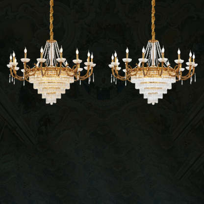 European Dome Cylindrical Candle Copper Crystal Chandelier