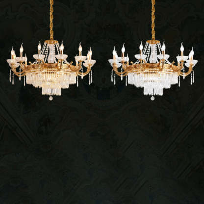 European Dome Cylindrical Candle Copper Crystal Chandelier