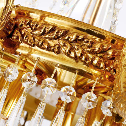 European Dome Cylindrical Candle Copper Crystal Chandelier