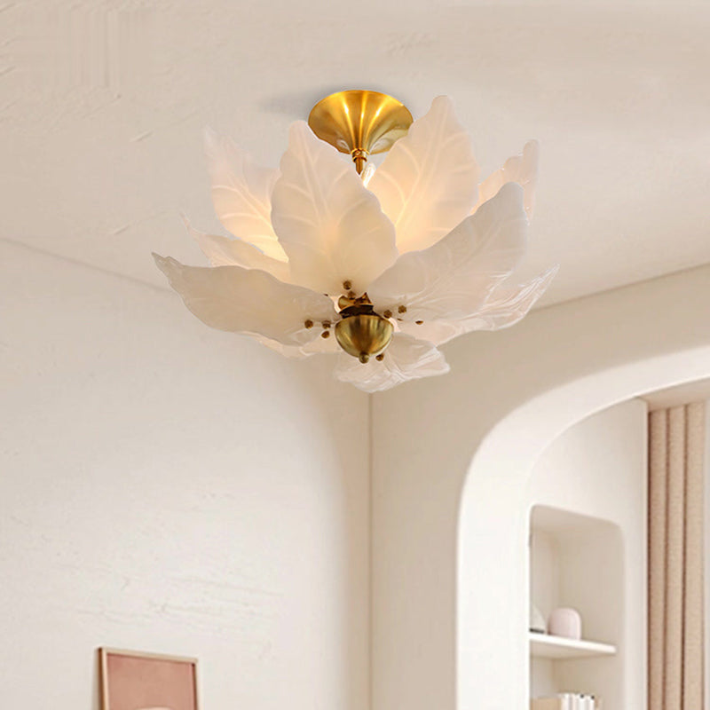French Dome Leaf Iron Glass Chandelier — 110V-120V For US/CA