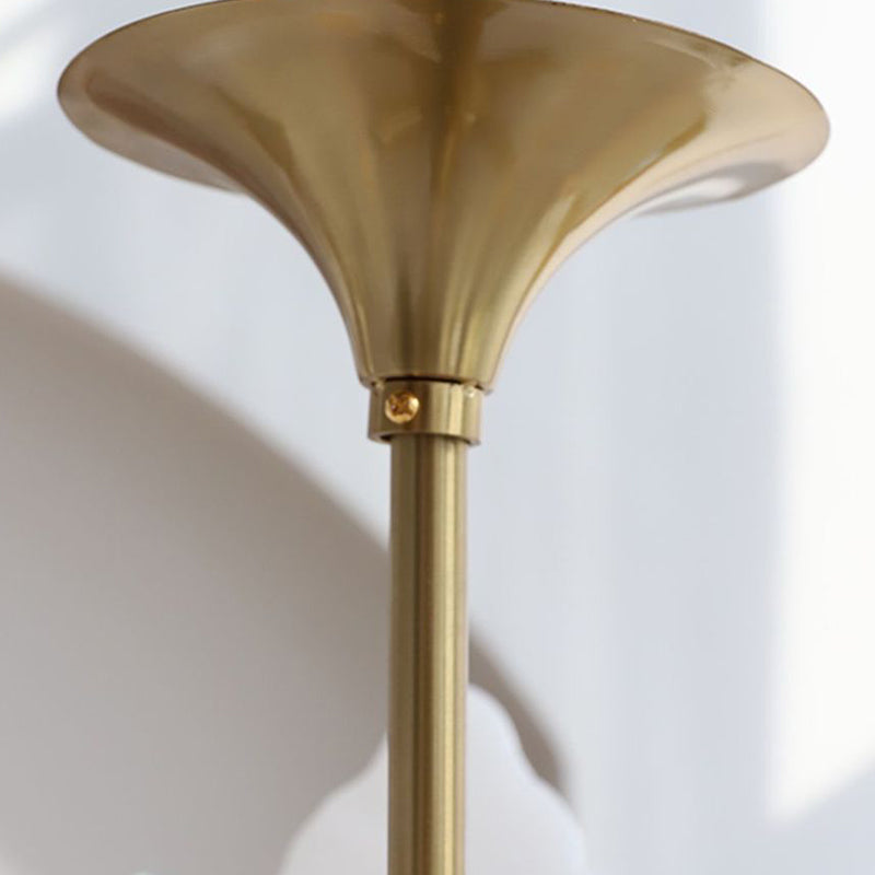 French Dome Leaf Iron Glass Chandelier