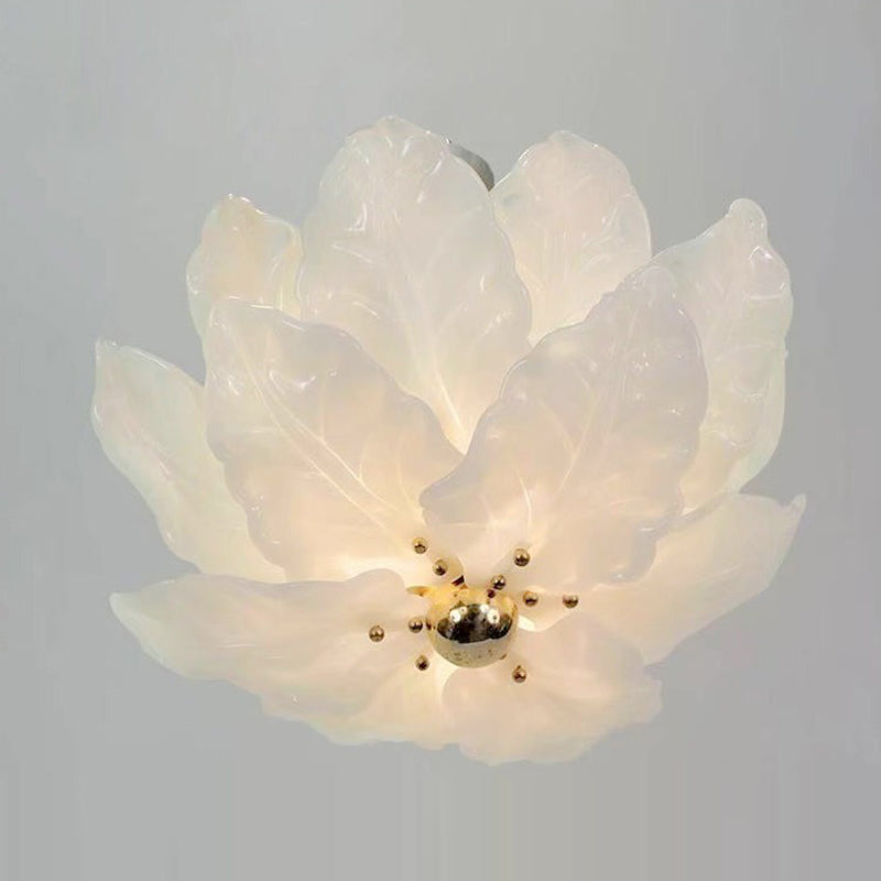 French Dome Leaf Iron Glass Chandelier