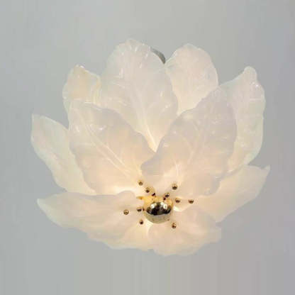 French Dome Leaf Iron Glass Chandelier