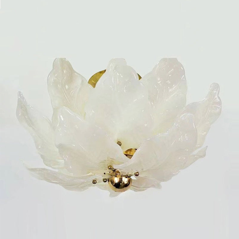 French Dome Leaf Iron Glass Chandelier