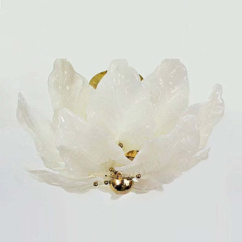 French Dome Leaf Iron Glass Chandelier