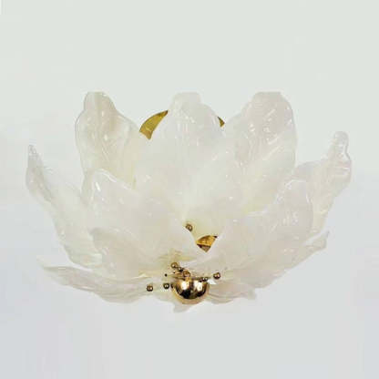 French Dome Leaf Iron Glass Chandelier