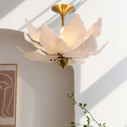French Dome Leaf Iron Glass Chandelier — 220V-240V For UK/AU