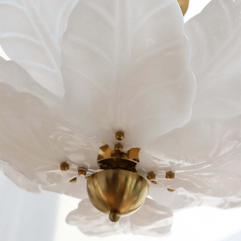 French Dome Leaf Iron Glass Chandelier