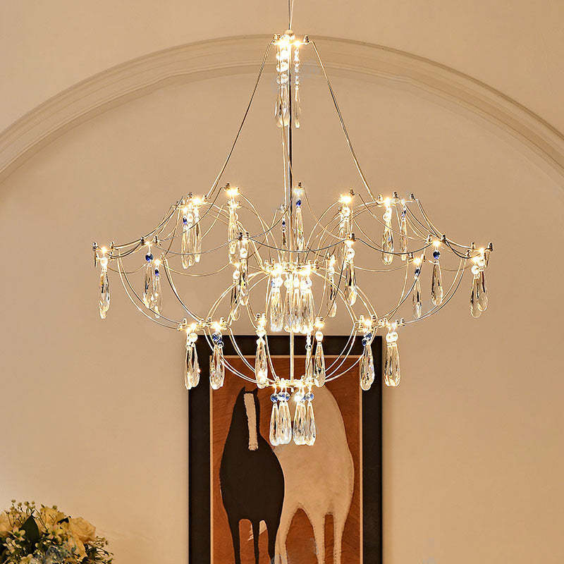 French Dome Branch Water Drop Crystal Chandelier — Neutral Light (4000K) / 110V-120V For US/CA