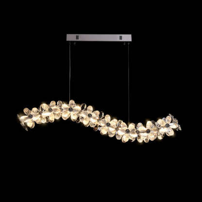 Nordic Curved Flower Crystal LED Island Chandelier