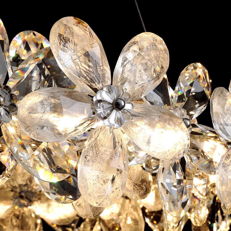 Nordic Curved Flower Crystal LED Island Chandelier