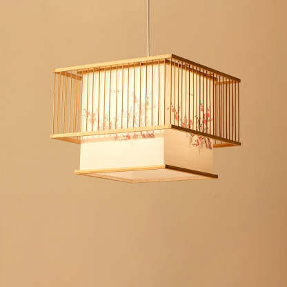 Japanese Square Embroidery Bamboo Chandelier