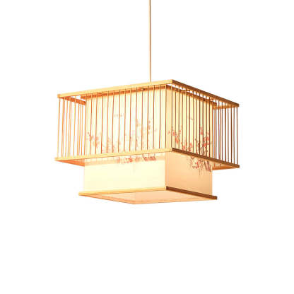 Japanese Square Embroidery Bamboo Chandelier