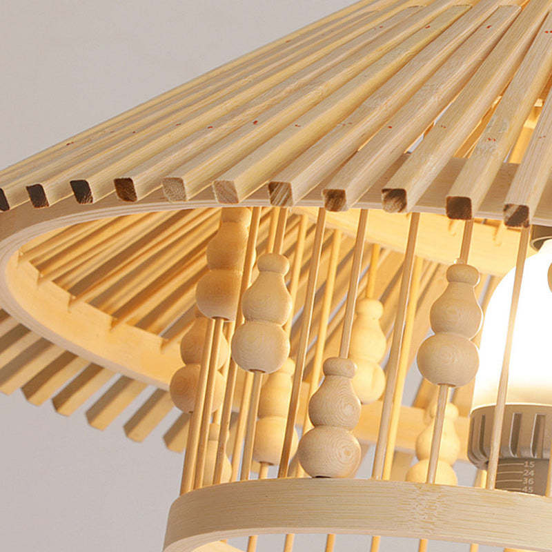 Japanese House Shape Solid Wood Woven Chandelier — 220V-240V For UK/AU