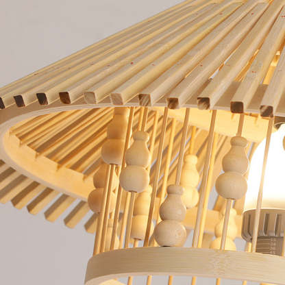 Japanese House Shape Solid Wood Woven Chandelier — 220V-240V For UK/AU