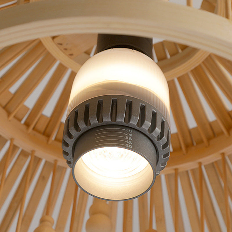 Japanese House Shape Solid Wood Woven Chandelier
