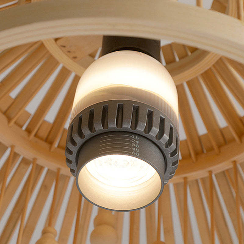 Japanese House Shape Solid Wood Woven Chandelier
