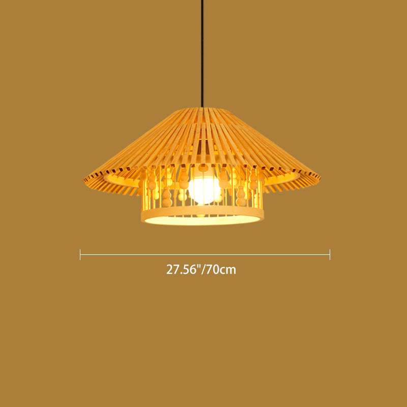 Japanese House Shape Solid Wood Woven Chandelier — 220V-240V For UK/AU