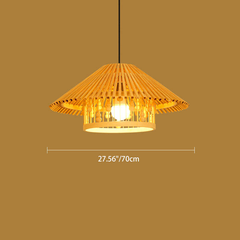 Japanese House Shape Solid Wood Woven Chandelier — 220V-240V For UK/AU