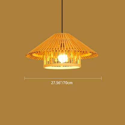 Japanese House Shape Solid Wood Woven Chandelier — 220V-240V For UK/AU