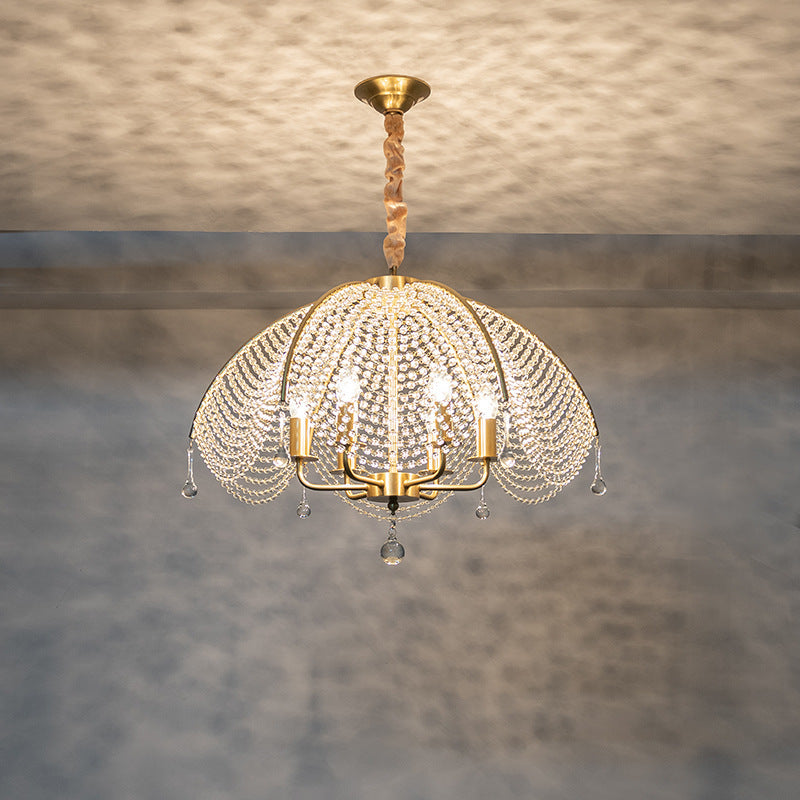 Modern Luxe Mushroom Copper Crystal Chandelier