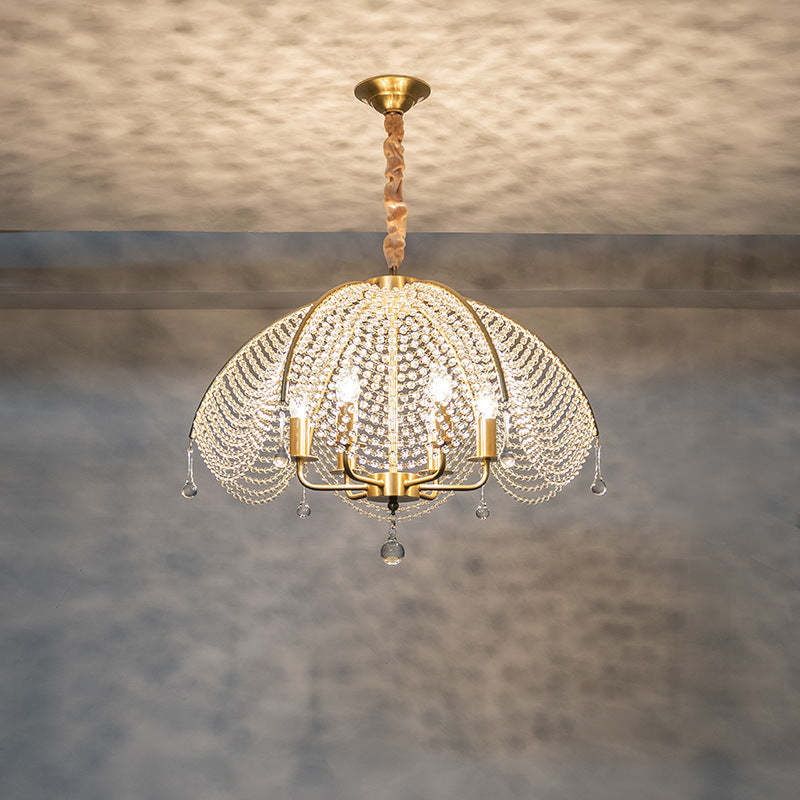 Modern Luxe Mushroom Copper Crystal Chandelier