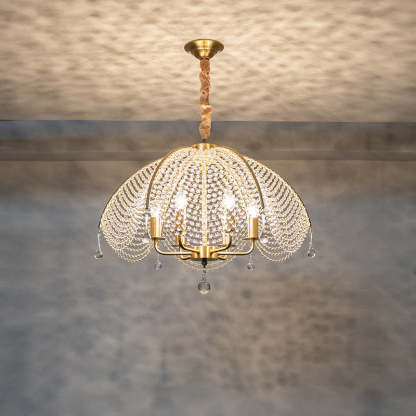 Modern Luxe Mushroom Copper Crystal Chandelier