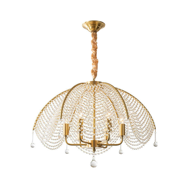 Modern Luxe Mushroom Copper Crystal Chandelier