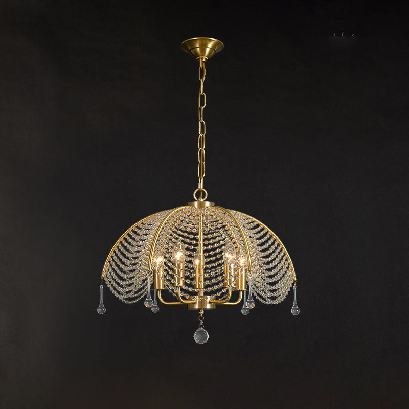 Modern Luxe Mushroom Copper Crystal Chandelier