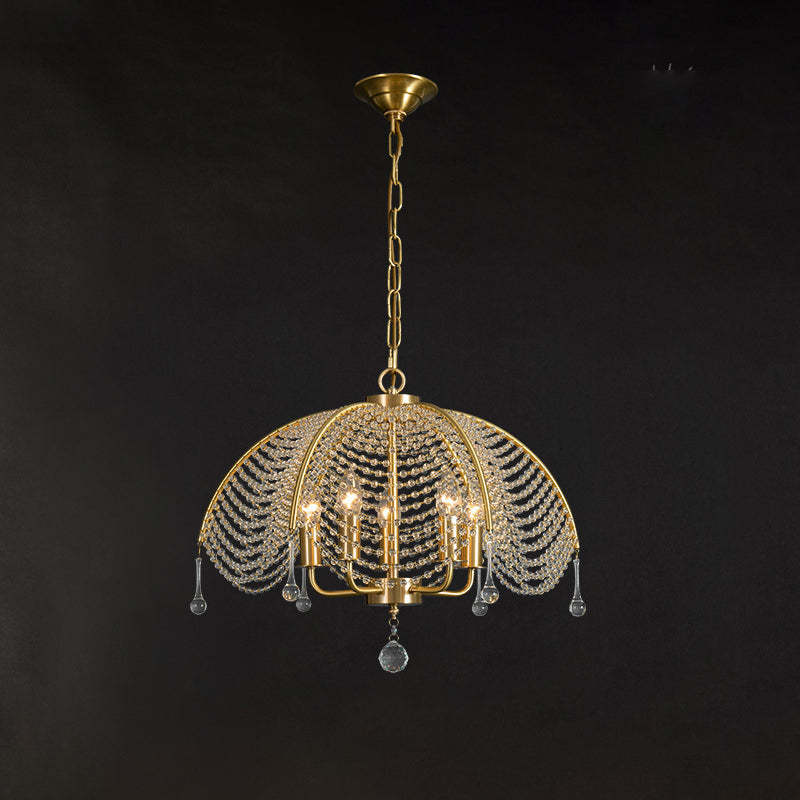 Modern Luxe Mushroom Copper Crystal Chandelier