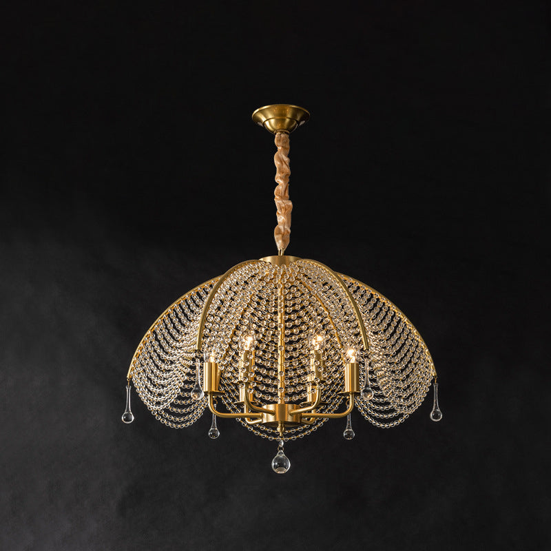Modern Luxe Mushroom Copper Crystal Chandelier