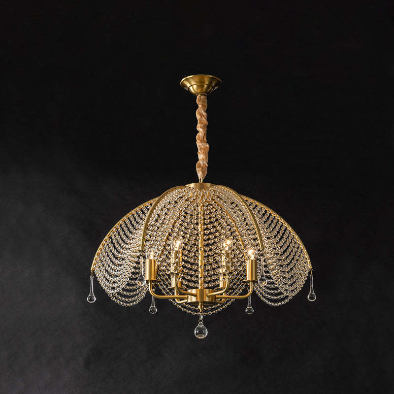 Modern Luxe Mushroom Copper Crystal Chandelier