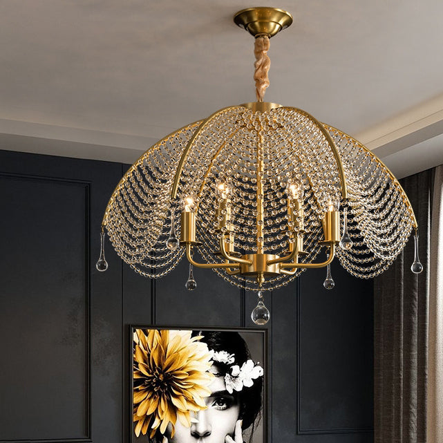 Lighom luxe mushroom copper chandeliers for living room — 13.39" H x 15.75" Dia x 23.62" L / 3-Light / 220V-240V (UK/AU