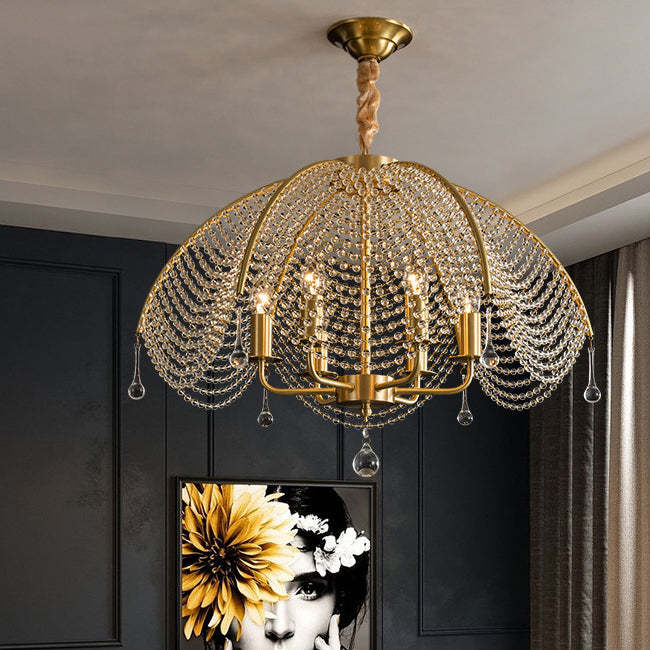 Modern Luxe Mushroom Copper Crystal Chandelier