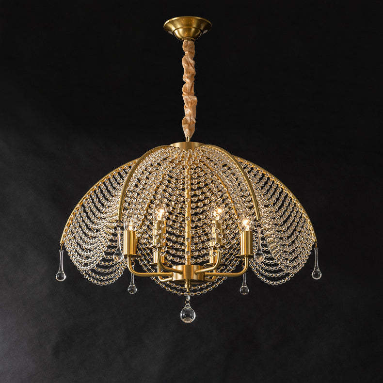 Modern Luxe Mushroom Copper Crystal Chandelier
