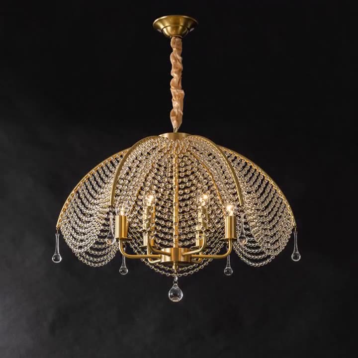 Modern Luxe Mushroom Copper Crystal Chandelier
