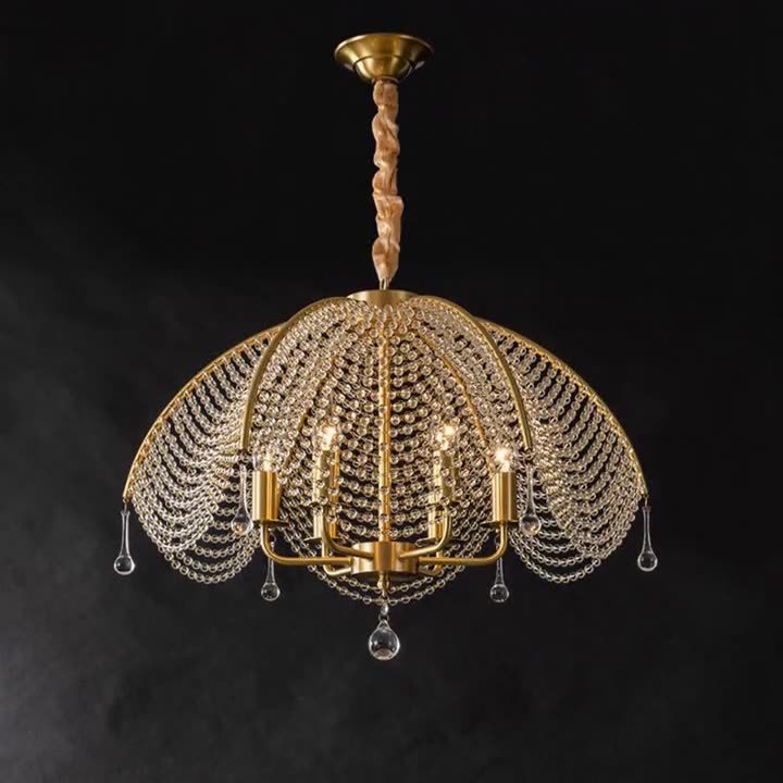 Modern Luxe Mushroom Copper Crystal Chandelier