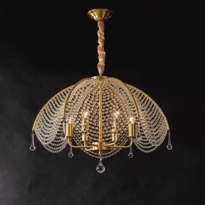 Modern Luxe Mushroom Copper Crystal Chandelier