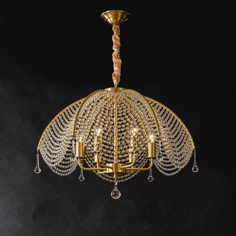 Modern Luxe Mushroom Copper Crystal Chandelier