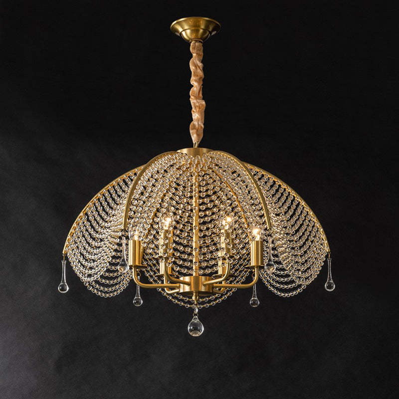 Modern Luxe Mushroom Copper Crystal Chandelier