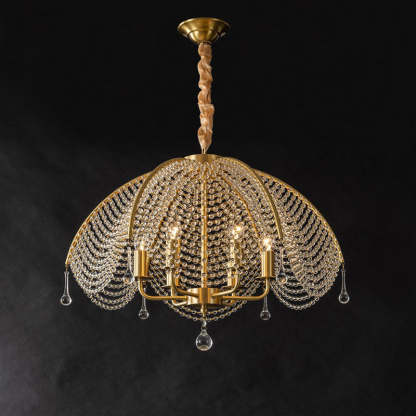 Modern Luxe Mushroom Copper Crystal Chandelier