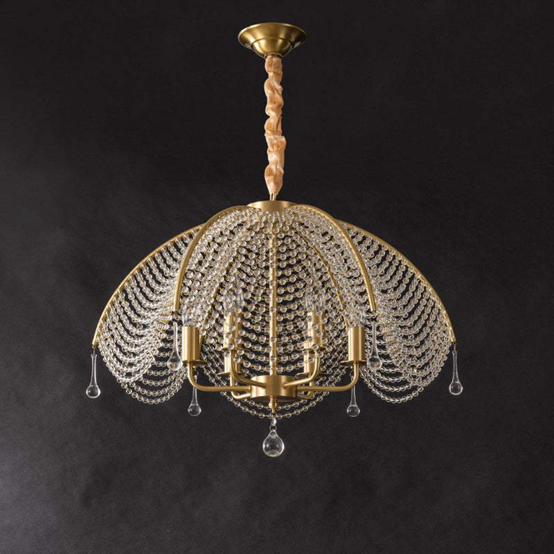Modern Luxe Mushroom Copper Crystal Chandelier