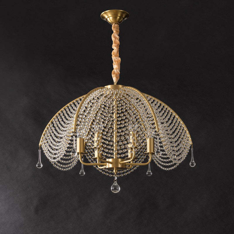 Modern Luxe Mushroom Copper Crystal Chandelier