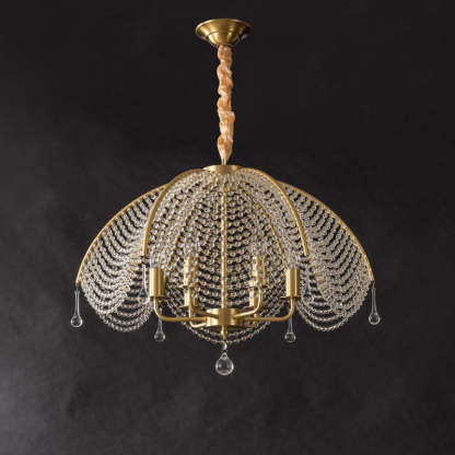 Modern Luxe Mushroom Copper Crystal Chandelier