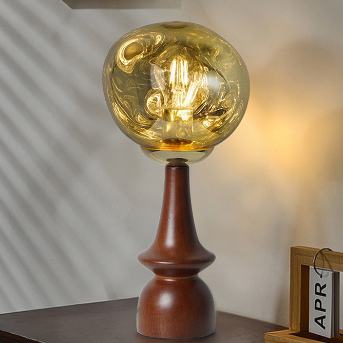 Scandinavian Lava Solid Wood Acrylic Table Lamp — Smoke Gray / 220V-240V For UK/AU