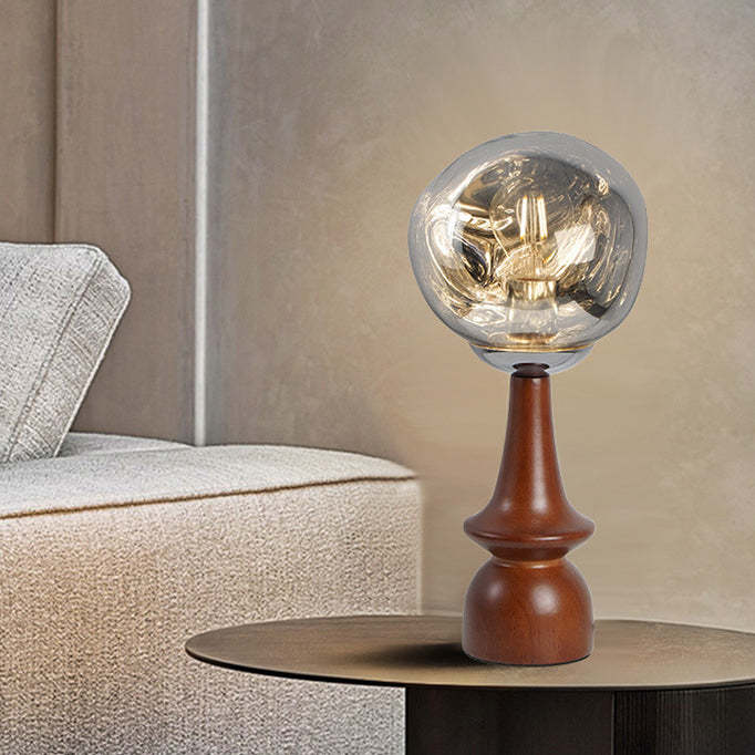 Scandinavian Lava Solid Wood Acrylic Table Lamp — Silver / 110V-120V For US/CA