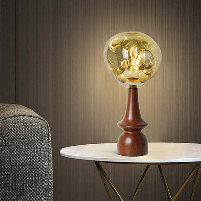 Scandinavian Lava Solid Wood Acrylic Table Lamp — Smoke Gray / 110V-120V For US/CA