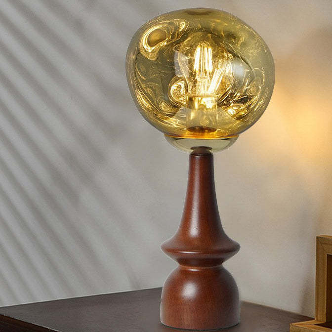Scandinavian Lava Solid Wood Acrylic Table Lamp — Smoke Dark Blue / 110V-120V For US/CA