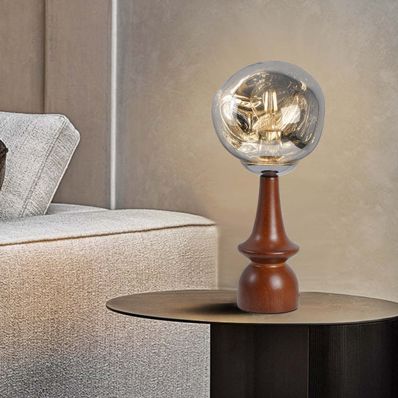 Scandinavian Lava Solid Wood Acrylic Table Lamp — Rose Gold / 220V-240V For UK/AU