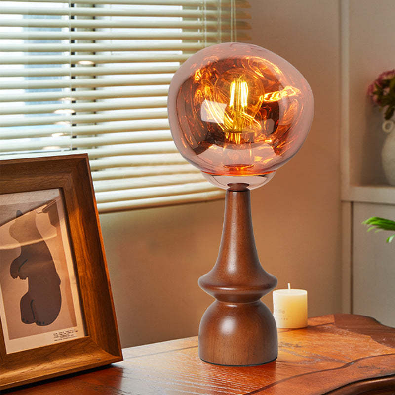Scandinavian Lava Solid Wood Acrylic Table Lamp — Silver / 220V-240V For UK/AU